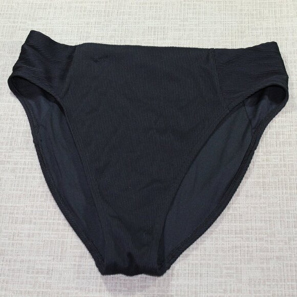 Old Navy Black Ribbed High Cut High Rise Bikini Bottom - Picture 1 of 5